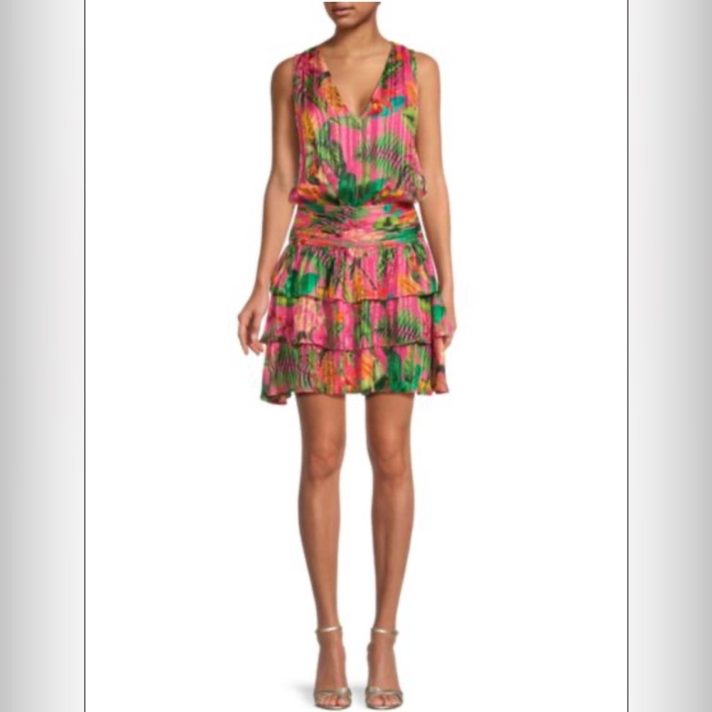 RAMY BROOK Wilson Tropical Silk Blend Mini Dress in Wild Pink💞NWT💞Size 6